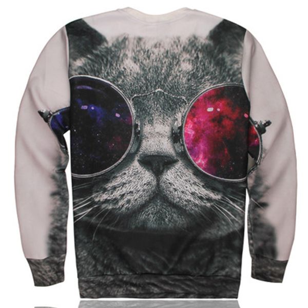 

New Harajuku 3D Cat Printing Men Lover Hoodies Hip Hop Sleeves Pullover Basic Seatshirt Brand Top