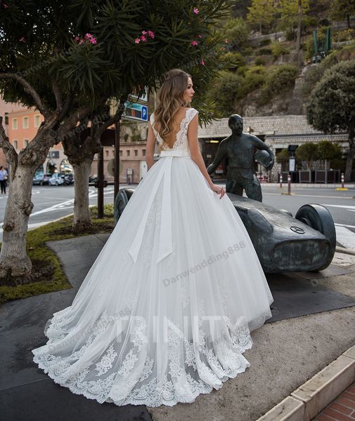 

elegant white tulle bateau applique a-line beach wedding dresses bridal pageant dresses wedding attire dresses custom size 2-16 zw712205