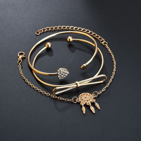 

европейская американская мода популярные новый горный хрусталь любовь лук бабочка мечта catcher открыть браслеты браслет набор женщин ювелир, Black