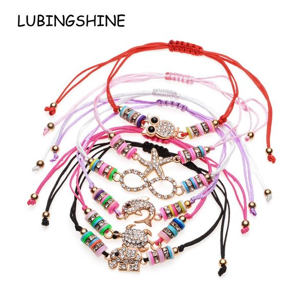 

lubingshin 6 pcs/sets women crystal beads bracelets&bangles adjustable turtle owl eye charms wristband fashion jewelry gifts, Golden;silver