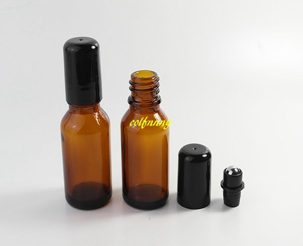 

100pcs/lot fast shipping 15ml thick amber glass roll on bottles essential oil empty perfume bottle
