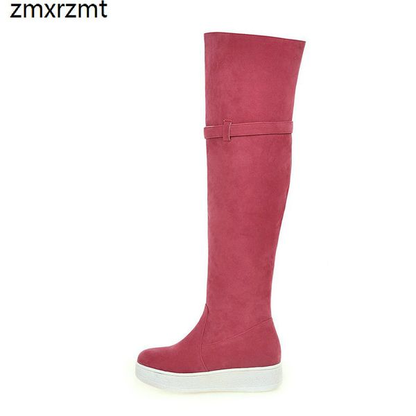 

2019 women fashion over the knee high snow boots 4cm med heel women shoes to keep warm in winter casual party shoes, Black