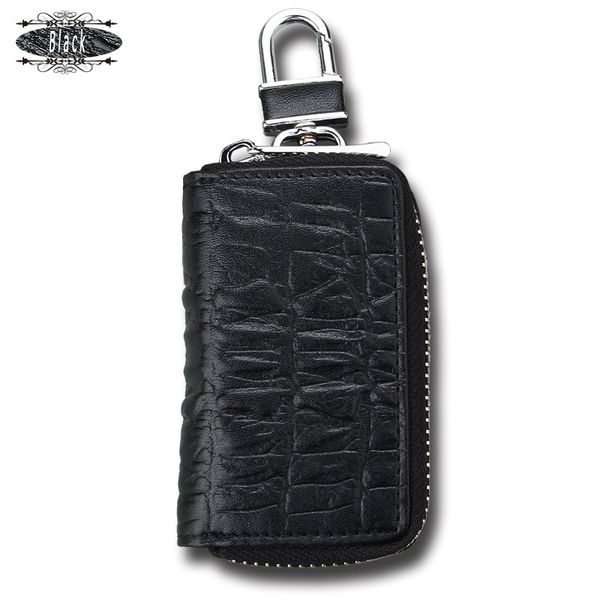 

fsinnlv new genuine leather alligator key holder solid women men car key wallet organizer housekeeper zipper pouch hb200, Red;blue
