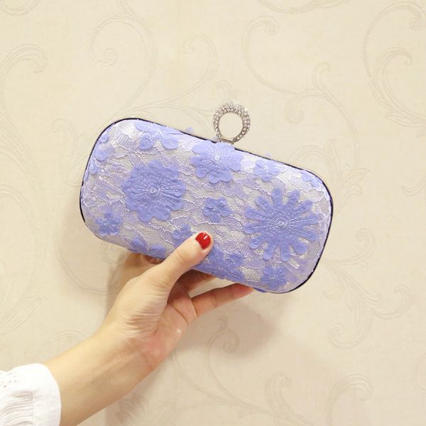 

silk fashion new lace flowers dinner clutch bag chain small square wild female bag shoulder diagonal tide