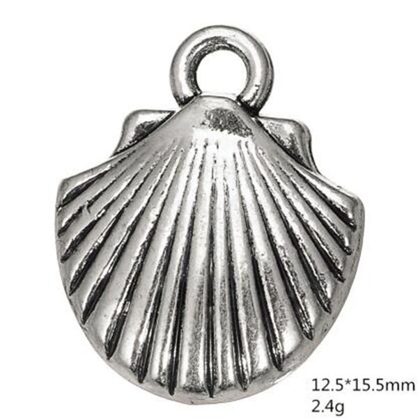 

double sided antique silver plated sea shell charms, Bronze;silver
