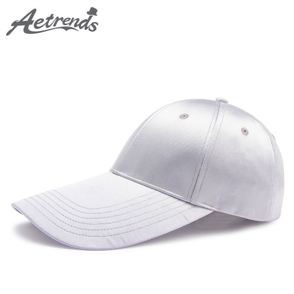 

aetrends] 2018 new men's hats long visor satin baseball cap women silver tennis snapback cap hat branded baseball caps z-6583, Blue;gray