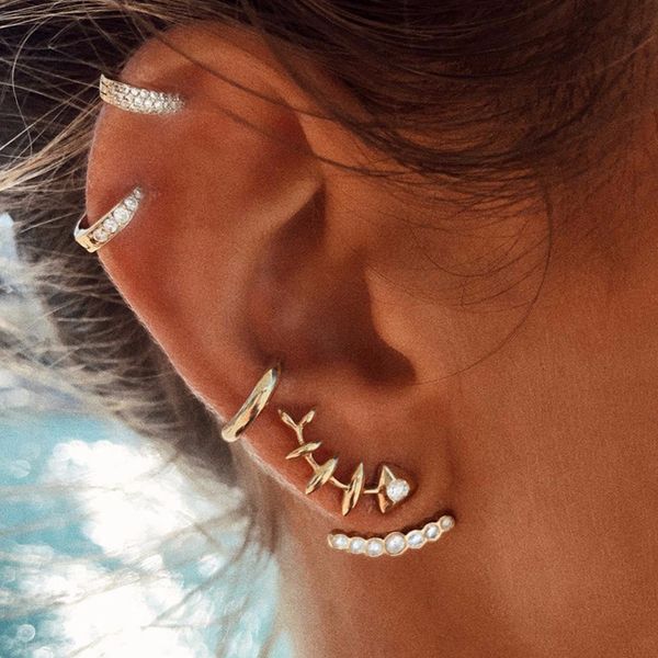 

модные женские стразы после подвешивания рыбы кости серьги instagram битник уличная стрельба комплект ювелирных изделий, White