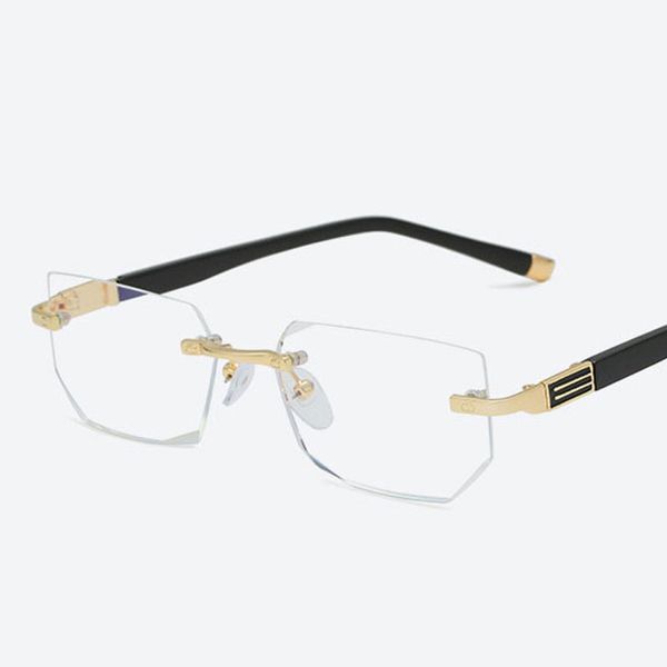 2021 Anti-blue light Reading Eyeglasses Presbyopic Spectacles Clear Glass Lens Unisex Rimless Glasses Frame of Glasses Strength +1.0 ~ +4.0