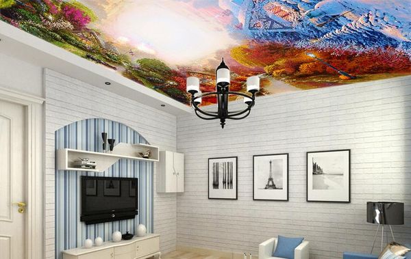пользовательские 3d обои потолок сад современная гостиная росписи фото стена 3d потолок современные улучшения дома фото обои