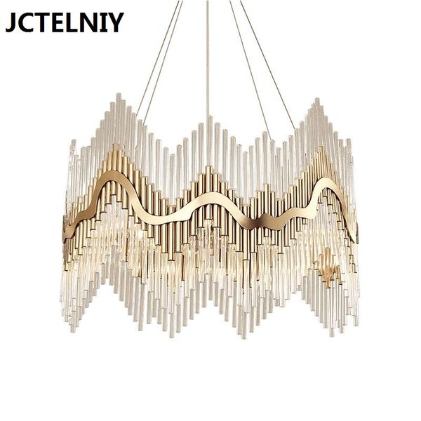 

Modern LED crystal chandelier creative personality art golden luxury iron art living room lights
