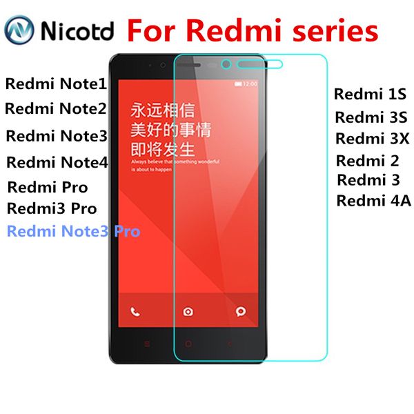 

2.5D Закаленное стекло пленка для Xiaomi Redmi 2 3 3S 4A 3X Hongmi для Redmi Pro 1S Note 3 Note4 2 note1 Защитная