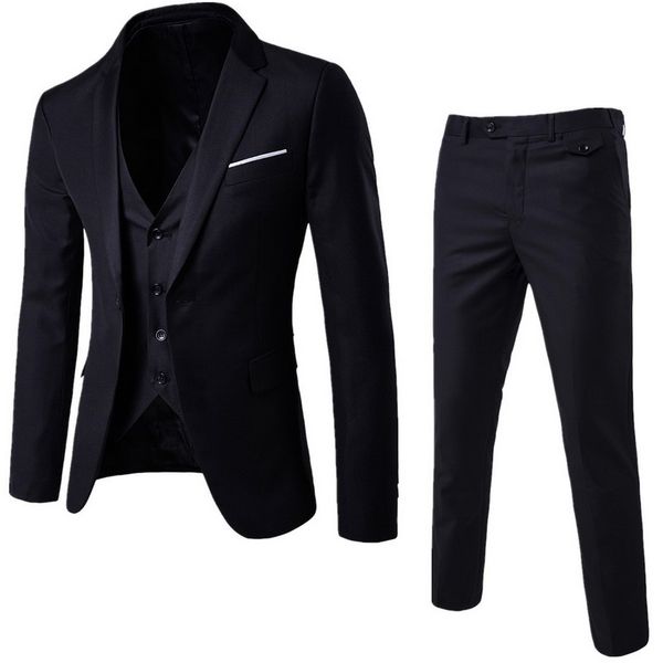 

nibesser mens 3 pieces blazers pants vest social suit men fashion solid business suit set casual mens formale suits plus size5xl, White;black