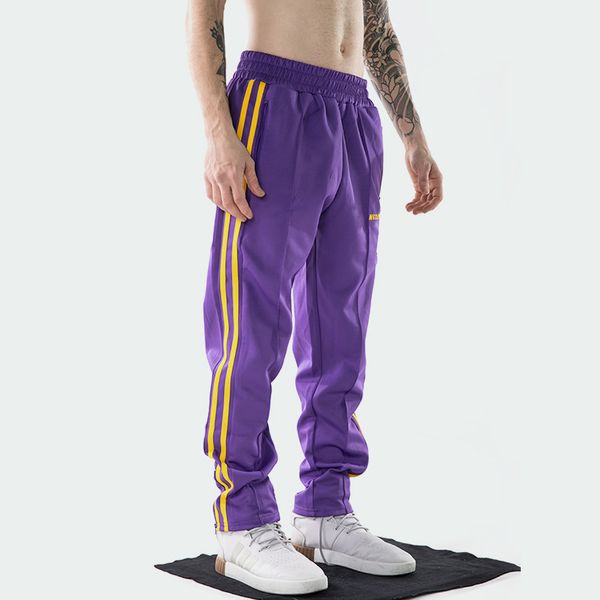 

New Style Striped Sweatpants Men's Black Purple Ankle Zipper Track Pants High Quality Skateboard Trousers Hip Hop TXH0436