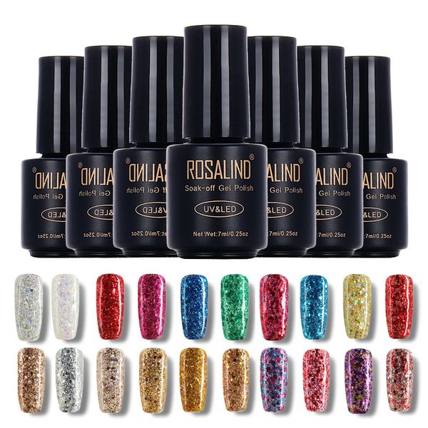 

rosalind 7ml diamond glitter w30-50 long-lasting gel nail polish nail art gel polish uv led soak-off glitter mz063, Red;pink
