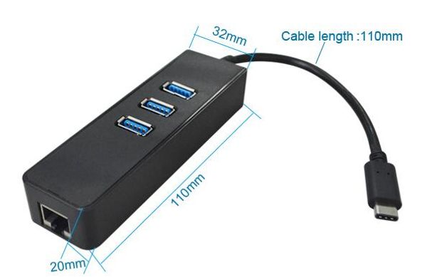 

Адаптер USB типа C мужчина до 3 х USB 3.0 + RJ45 Gigabit женщин Множественные 3 порта концентра