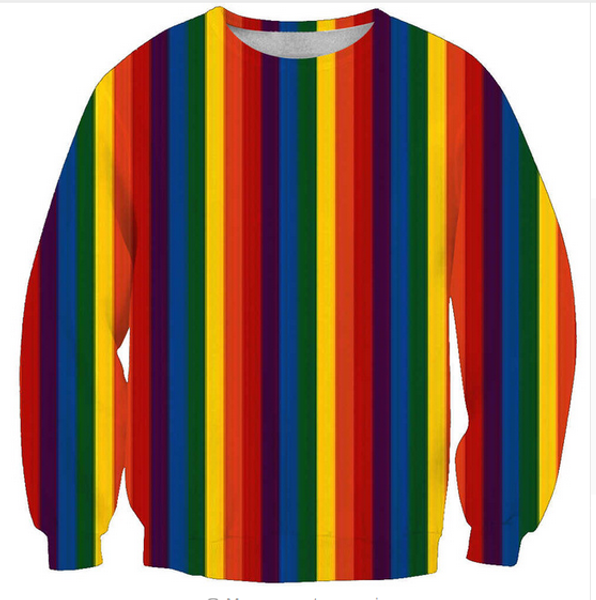 

wholesale-fashion womens/mens hd rainbow funny 3d print casual sweatshirt sz09, Black