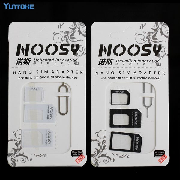 4in1 Noosy Nano SIM-карты Адаптер + Micro SIM-карты Адаптер + стандартный адаптер SIM-карты с выводом для iPhone Samsung 300 шт. / Лот