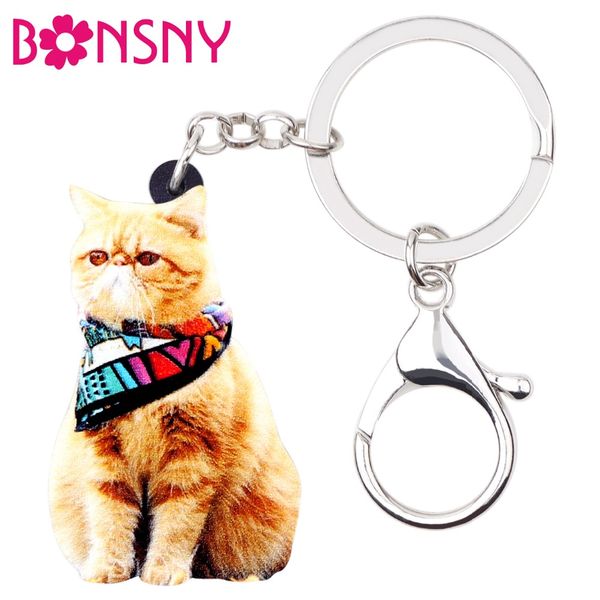 

acrylic scarf orange cat kitten key chains keychains rings cute animal jewelry for women girls handbag purse charms gift, Silver