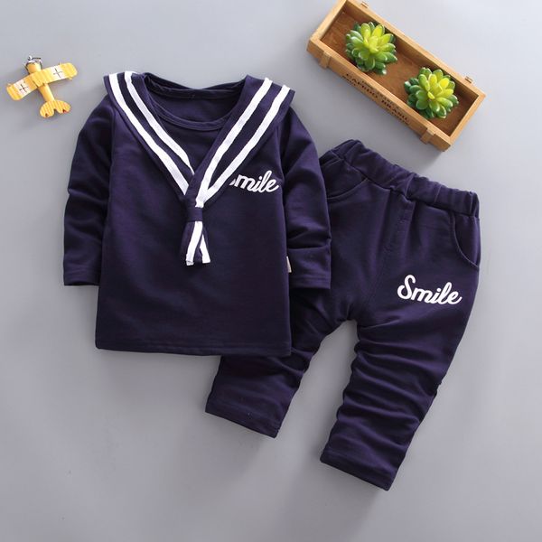 

cola 2018 new summer and autumn kids boys clothing sets long sleeve shirt + sweatpants two-piece suit cotton suit, White