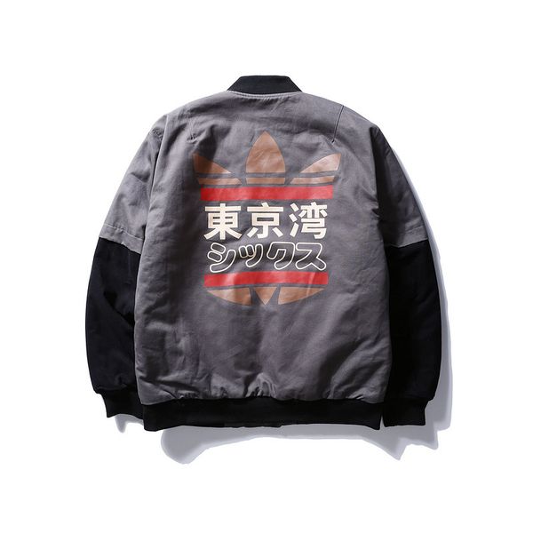 

High Street Spring MA1 Men Bomber Jacket Tokyo Bay Printing Outwear Japan Military Flight Pilot Jackets Male Coat College Outerwear