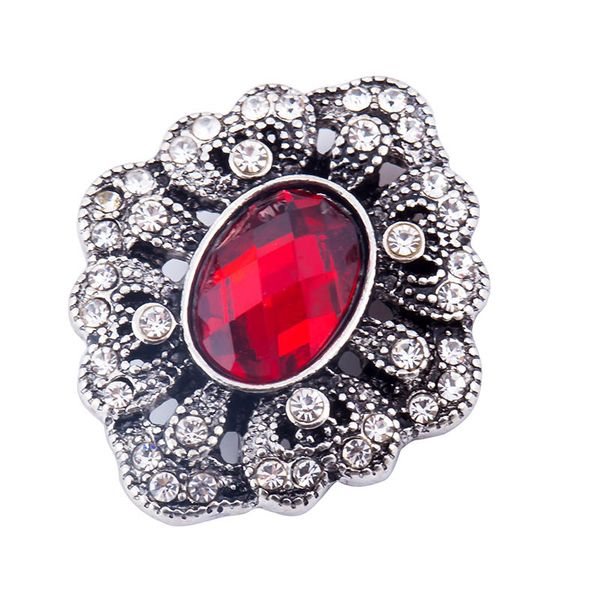 

10pcs 2018 new arrival red crystal rhinestone snap button charm 18mm snap button jewelry diy charms, Bronze;silver