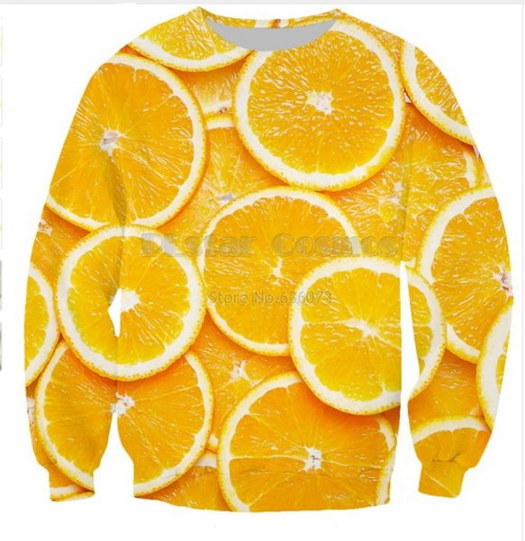 

2018 new fashion hoodie fruit orange funny 3d print men women casual pullovers sz013, Black