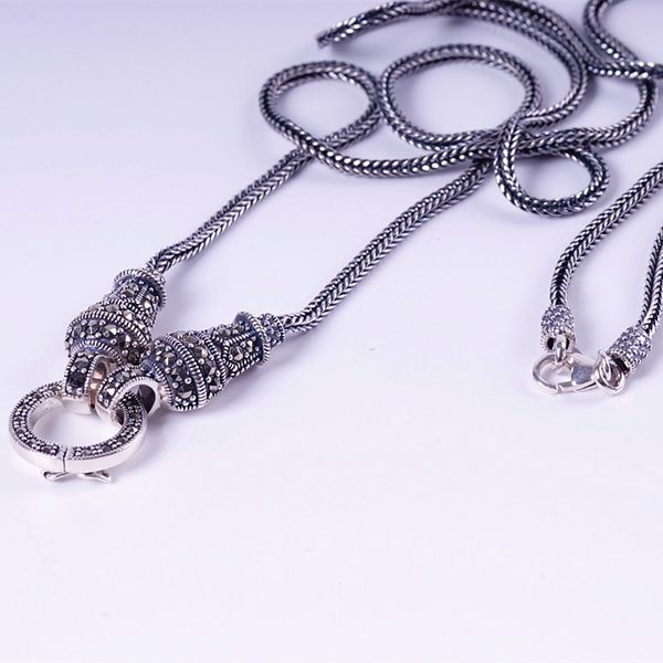 

925 sterling silver restoring ancient ways women's silver fashion rivet type sautoir joker sweater universal chain