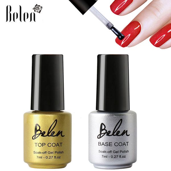 

belen 7ml base coat and coat foundation for uv led lamp gel polish long last soak off gel varnish primer nail art lacquer, Red;pink