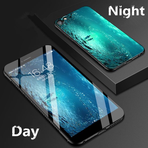 

2018 luxury new arrival for iphone 5s luminous case tempered glass fluorescent case protective night light luminous case