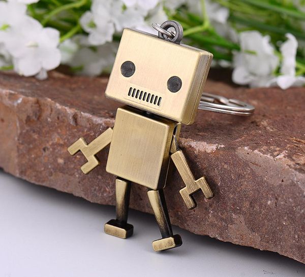 

Metal 3D Robot Key Chain Movable Keychain Key Ring Key Holder Bag Car Pendant free shippping, Silver