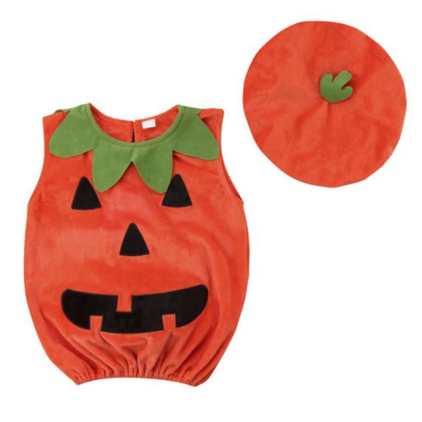 

emmababy cosplay halloween baby kid pumpkin suit blouse dress+hat clothes costumes, Blue