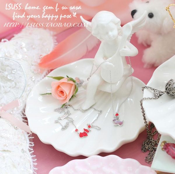 Compre Angel Blanco De Ceramica Joyeria Bandejas De Almacenamiento