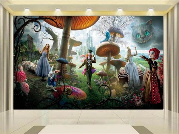 Custom Size 3d Photo Wallpaper Living Room Kids Mural Alice In Wonderland 3d Painting Background Non Woven Wallpaper For Wall 3d Hd High Quality