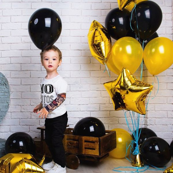 50 Birthday Party Supplies Black Gold Latex Balloons And Five