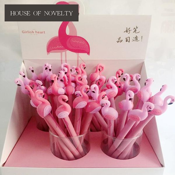 

4 pcs/lot 0.5 mm lucky pink flamingo gel pen promotional gift stationery school & office supply