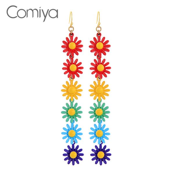 

comiya lovely earrings for women flowers pattern zinc alloy pendientes largos mujer statement accessories long earring brinco, Silver