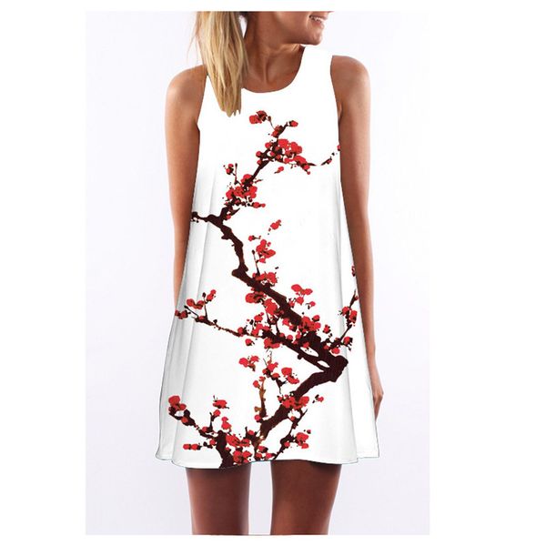 

floral print 2018 summer dress women sleeveless boho style short beach dress sundress casual shift dresses vestido plus size, Black;gray