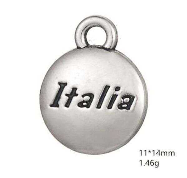 

2021 tibetan silver plated italia word engraved charms pendant diy for jewelry making, Bronze;silver