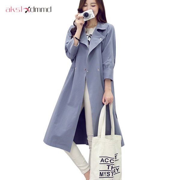 

akslxdmmd spring autumn 2018 new women's casual trench coat oversize double breasted vintage washed outwear loose clothing yr026, Tan;black