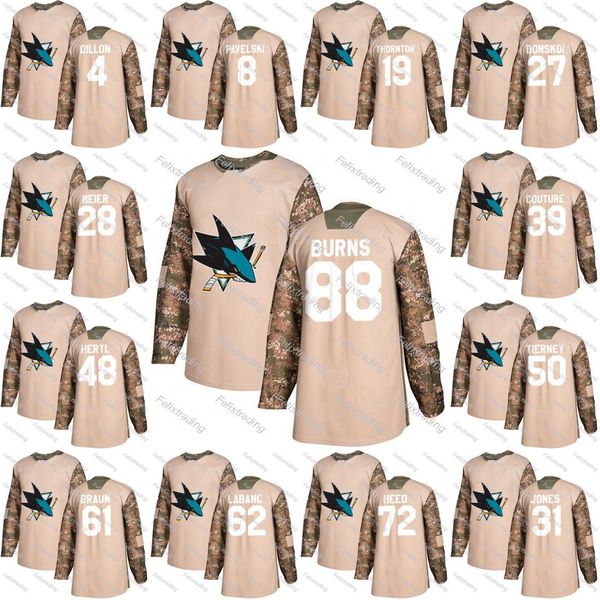 

2017 Veterans Day San Jose Sharks 88 Brent Burns 89 Mikkel Boedker Chris Tierney Hertl Joe Thornton 72 Tim Heed Pavelski Martin Jerseys
