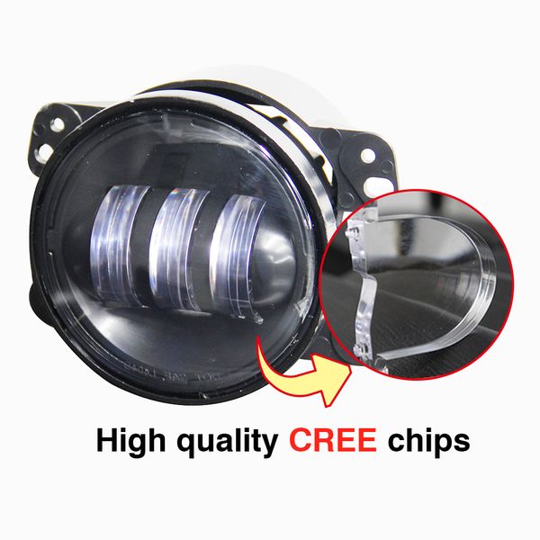 

ale 4 inch led headlight fog light with angel eyes 3000lm drl for ford focus jeep wrangler jk harley offroad car styling 12v