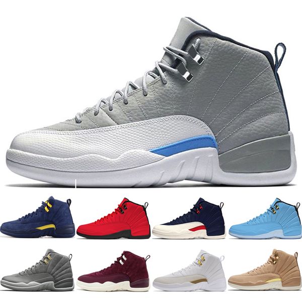 

12 12s men basketball shoes michigan bulls college navy unc nyc vachetta tan wheat dark grey bordeaux wings french blue mens sports sneakers
