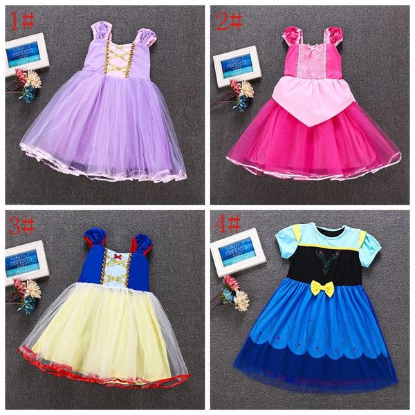 

2018 new princess halloween dresses short sleeve lace dresses princess dress short and sleeveless sleeve tutu dress, White
