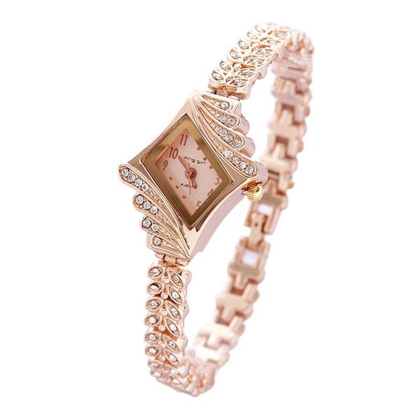 

elegant exquisite bangle watches women rhombic dial female watch alloy band female luxury bracelet watches for ladies, Slivery;brown