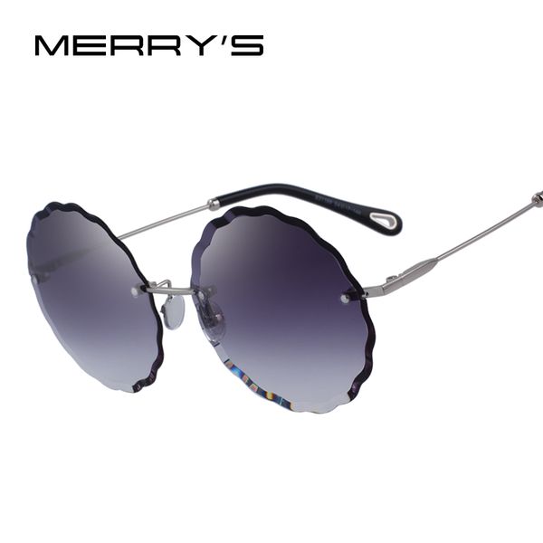 

merry's design women rimless round sunglasses gradient lens uv400 protection s'6299, White;black