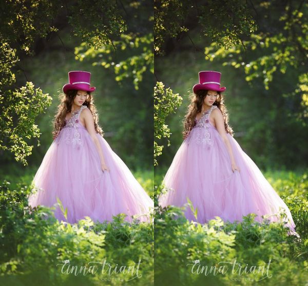 

2019 little girls pageant dresses purple spaghetti straps handmade flower kids floor length flower girl dress for weddings princess, White;red