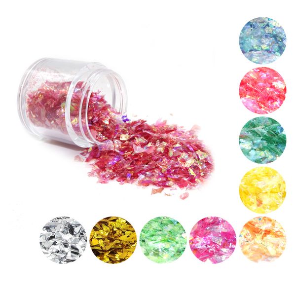 

1pc nail flakes sequins color nail stickers candy shell paper bright paper pieces cellophane gradient laser glitter jewelry, Silver;gold