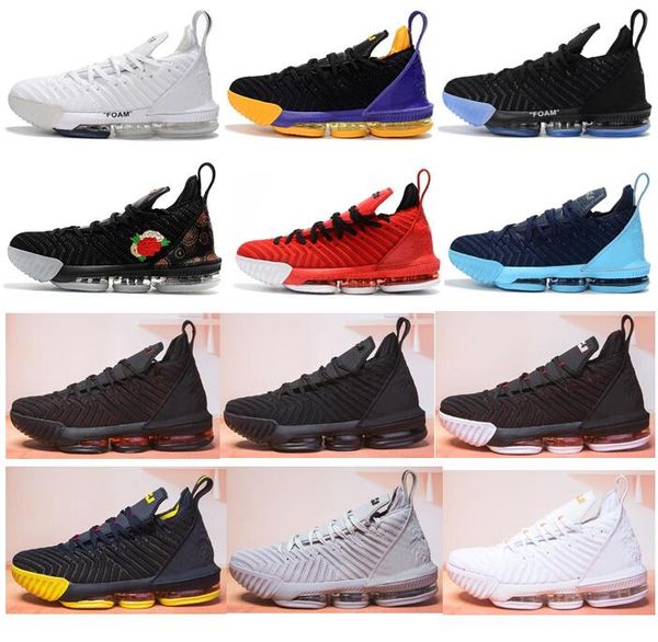 

16 black white red gold bhm basketball shoes men 16s yellow lakers cny wolf grey sports sneakers with box