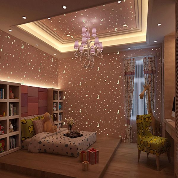 3d Luminous Wallpapers Roll Stars And The Moon Boys And Girls Children S Room Bedroom Ceiling Fluorescent Wallpaper Home Decor High Resolution Desktop