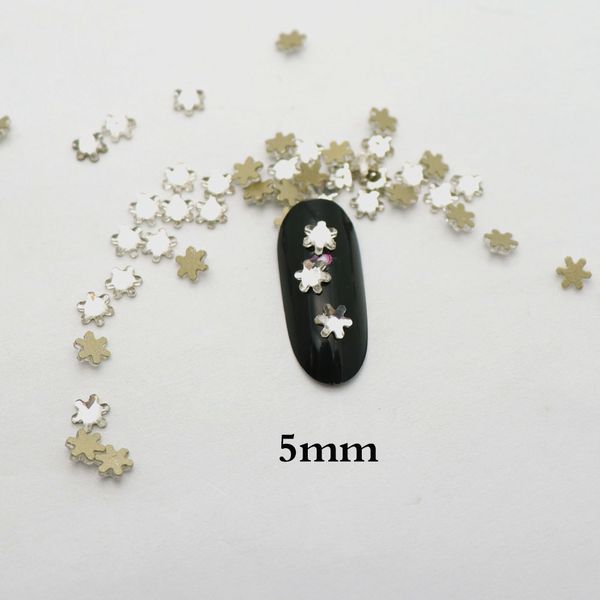 

12pcs 5mm crystal snowflake nail decoration rhinestone flatback gold foil clear color nail stones for nailart craft diy jewelry, Silver;gold